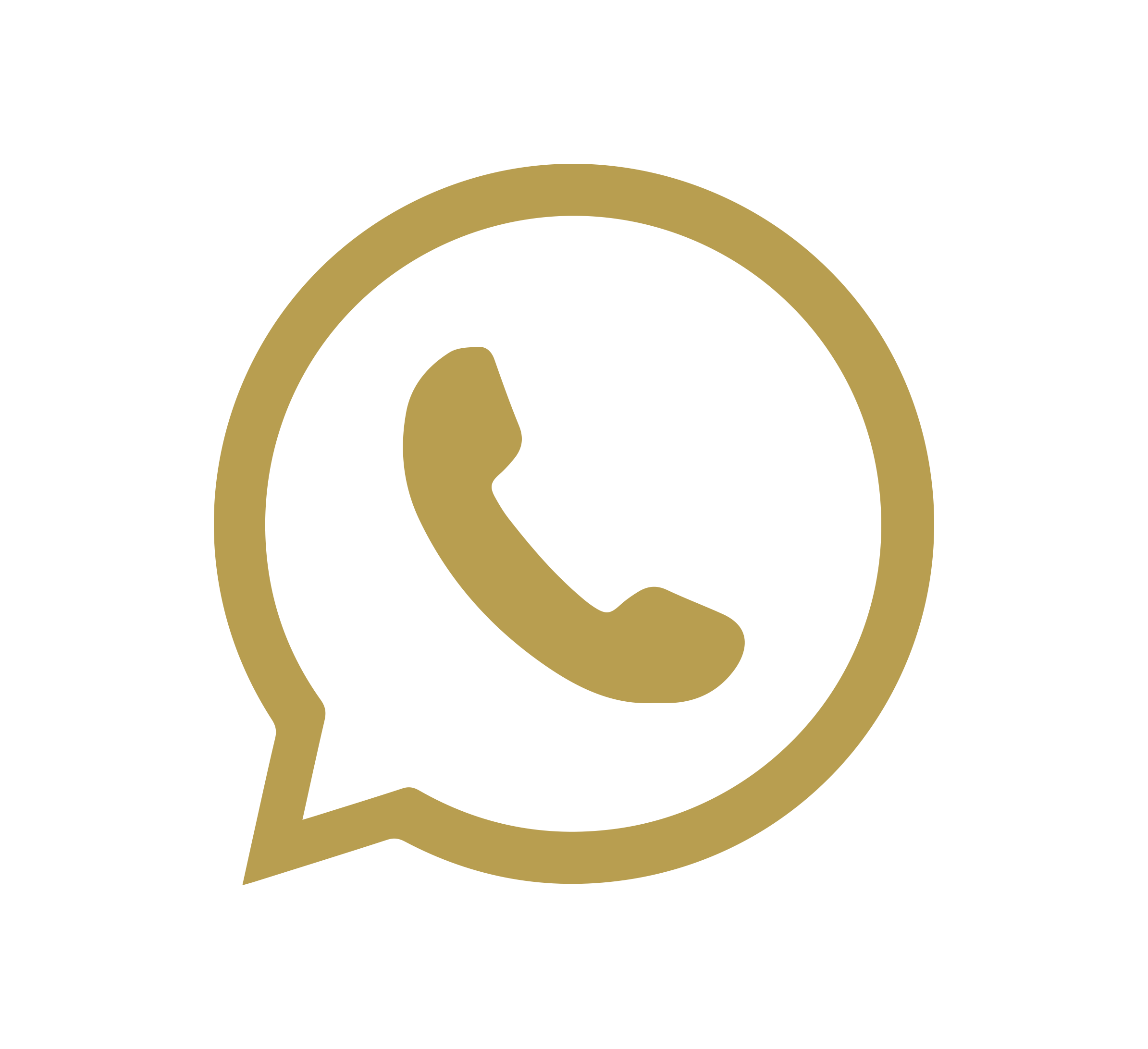 A gold WhatsApp logo featuring a speech bubble with a telephone handset inside, set against a white background.